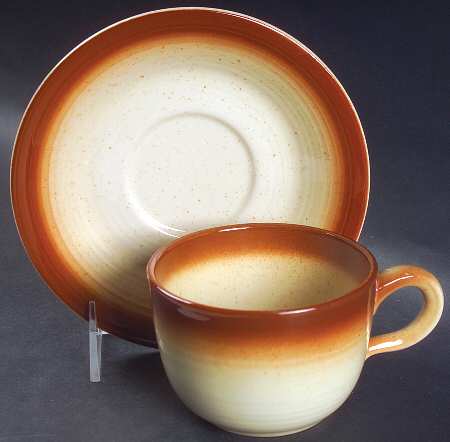 Country Craft Russet Brown Flat Cup & Saucer Set