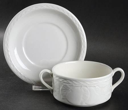 Country Fayre Flat Cream Soup Bowl & Cup Saucer Set