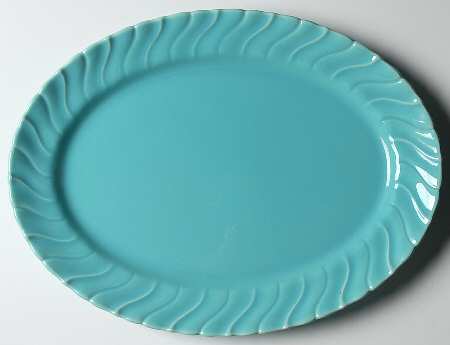 Coronado Aqua Glossy 15" Oval Serving Platter