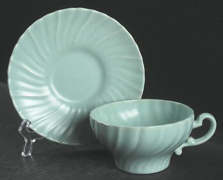 Coronado Aqua Matte Flat Cup & Saucer Set