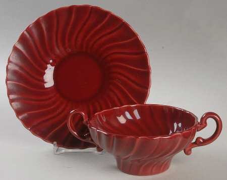 Coronado Burgundy Maroon (Glossy) Flat Cream Soup Bowl & Saucer Set