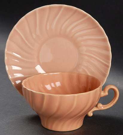 Coronado Coral Beige (Glossy) Flat Cup & Saucer Set