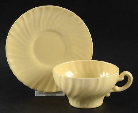 Coronado Yellow Glossy Flat Cup & Saucer Set