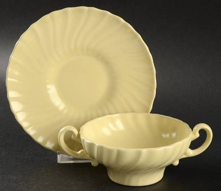 Coronado Yellow Matte Flat Cream Soup Bowl & Saucer Set
