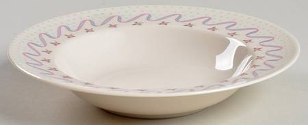 Crinoline (Pink & Blue) Rim Fruit/Dessert (Sauce) Bowl