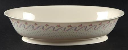 Crinoline (Pink & Blue) 9" Oval Vegetable Bowl