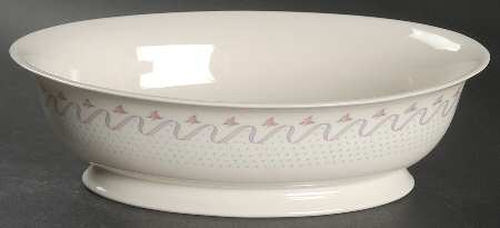 Crinoline (Pink & Blue) 9" Oval Vegetable Bowl