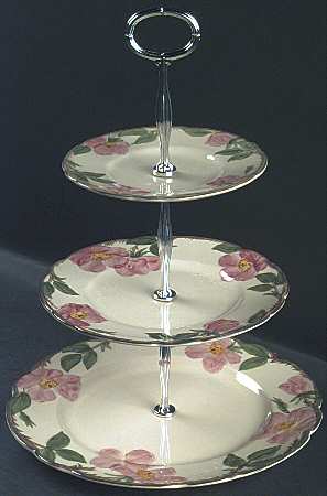 Desert Rose (USA Backstamp) 13 7/8"-14 1/4" 3-Tiered Serving Tray(DP,SP,BB) HC