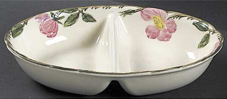 Desert Rose (USA Backstamp) 10" Oval Divided Vegetable Bowl