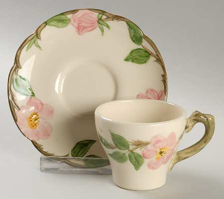 Desert Rose (USA Backstamp) Flat Demitasse Cup & Saucer Set