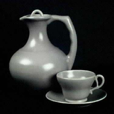 El Patio Gray (Matte) Footed Cup & Saucer Set
