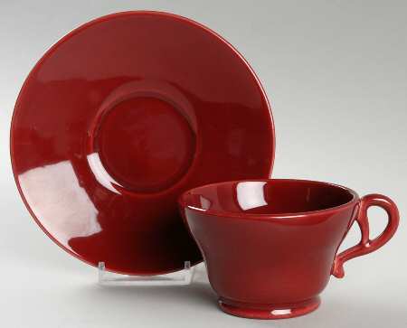 El Patio Maroon (Glossy) Footed Cup & Saucer Set
