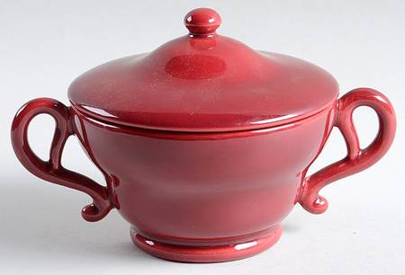 El Patio Maroon (Glossy) Sugar Bowl & Lid