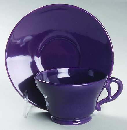 El Patio Purple (Eggplant, Glossy) Footed Cup & Saucer Set