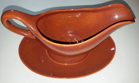 El Patio Redwood (Glossy) Gravy Boat with Attached Underplate