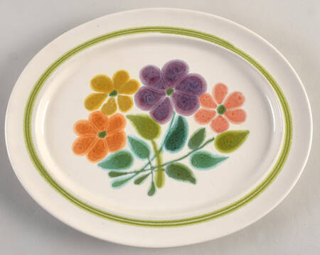 Floral (USA, Rim Shape) 12" Oval Serving Platter