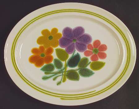 Floral (USA, Rim Shape) 11" Oval Serving Platter