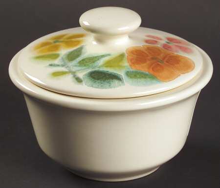 Floral (USA, Rim Shape) Sugar Bowl & Lid