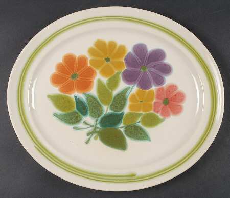 Floral (USA, Rim Shape) 13" Oval Serving Platter
