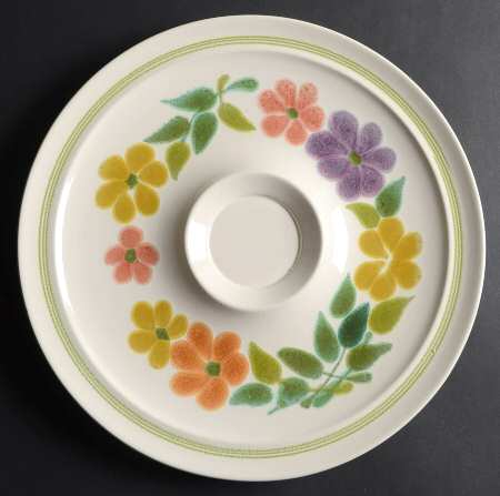 Floral (USA, Rim Shape) Chip Bowl/Plate for Chip & Dip Set