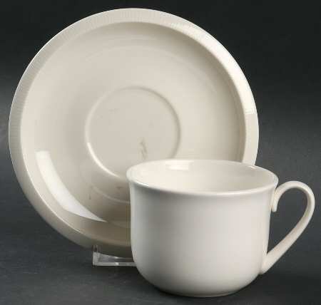 Floral Sculptures White Flat Cup & Saucer Set