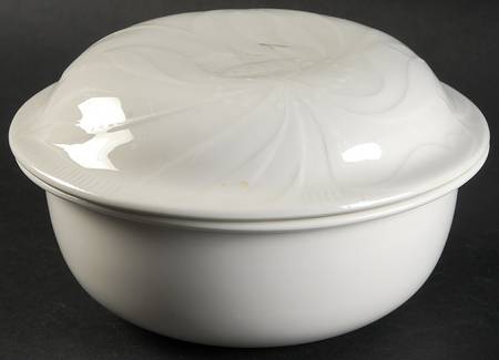 Floral Sculptures White Individual Casserole & Lid