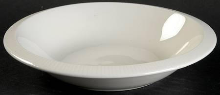 Floral Sculptures White Rim Soup Bowl