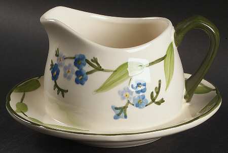 Forget Me Not Gravy Boat with Attached Underplate