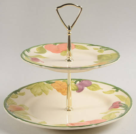 Fresh Fruit 2 Tiered Serving Tray (Dinner & Salad Plate)