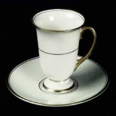 Gold Band (301 Merced Rim) Footed Demitasse Cup & Saucer Set