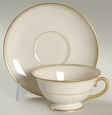 Gold Band (301 Merced Rim) Footed Cup & Saucer Set