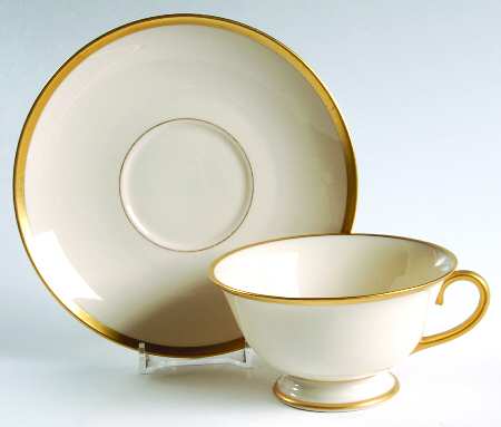 Gold Band (202 Encanto Coupe) Footed Cup & Saucer Set