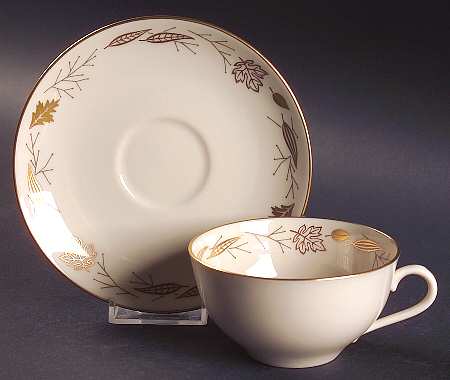 Gold Leaves 2" Flat Cup & Saucer Set