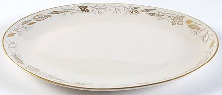 Gold Leaves 12" Oval Serving Platter
