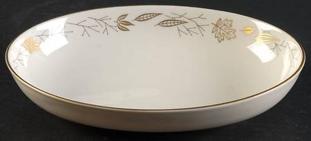 Gold Leaves 8" Oval Vegetable Bowl