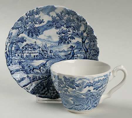 Hunter Blue Flat Cup & Saucer Set