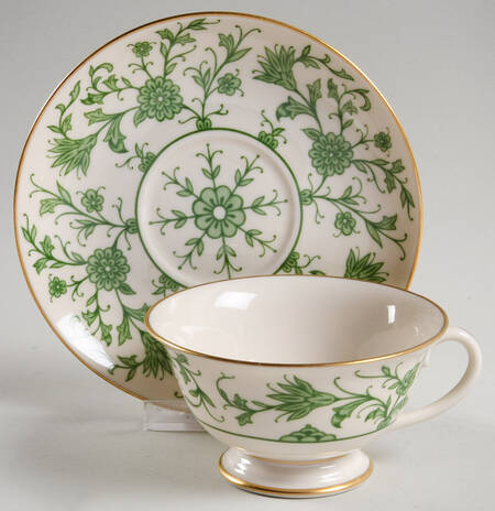 Lorraine Green Footed Cup & Saucer Set