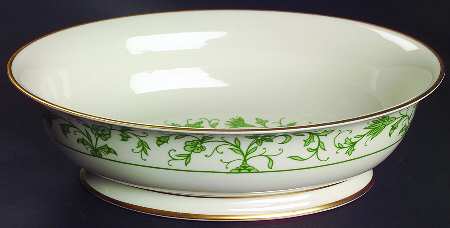 Lorraine Green 9" Oval Vegetable Bowl