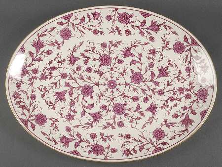 Lorraine Maroon 16" Oval Serving Platter