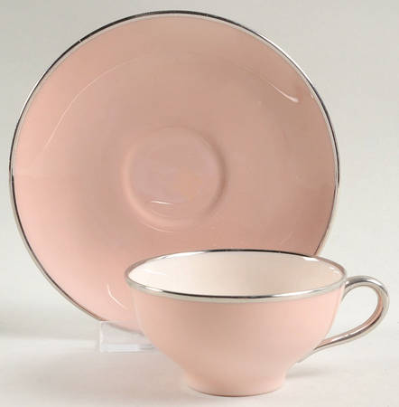 Magnolia (Platinum Trim) Flat Demitasse Cup & Saucer Set
