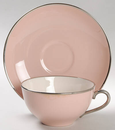 Magnolia (Platinum Trim) Flat Cup & Saucer Set