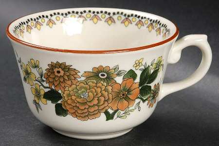 Mandalay (Rust & Yellow Floral) Flat Cup