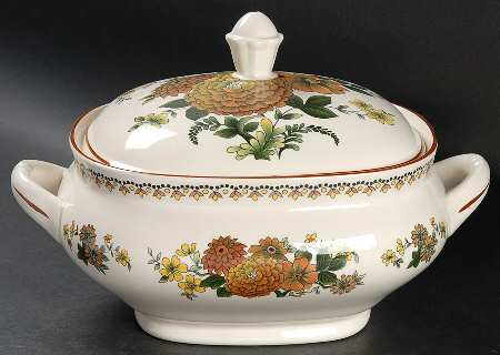 Mandalay (Rust & Yellow Floral) Rectangular Covered Vegetable