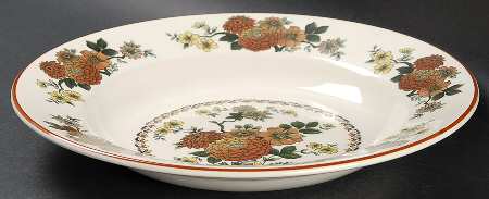 Mandalay (Rust & Yellow Floral) Large Rim Soup Bowl
