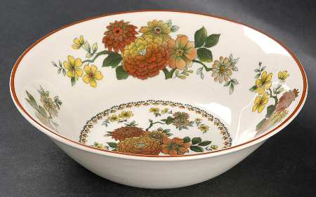 Mandalay (Rust & Yellow Floral) Coupe Cereal Bowl