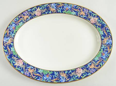 Menagerie Blue 14" Oval Serving Platter