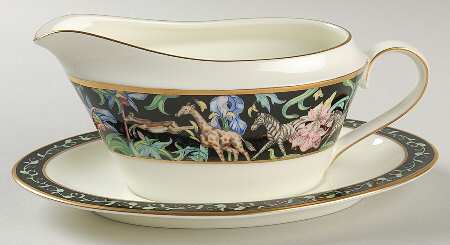 Menagerie Black Gravy Boat & Underplate