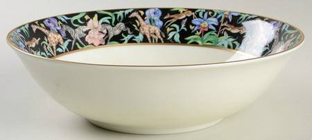 Menagerie Black 9" Round Vegetable Bowl
