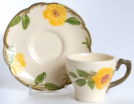 Meadow Rose Flat Demitasse Cup & Saucer Set