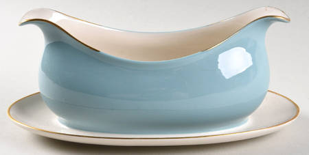Palomar Robins Egg Blue Gravy Boat with Attached Underplate